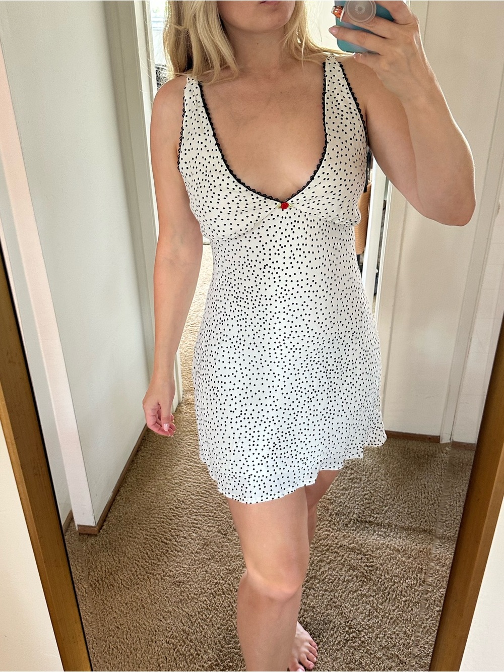 NWT Wild Fable Black and White Polka Dot Dress Women's Slip Mini Tank - M